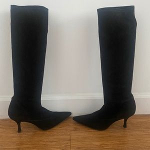 Stuart Weitzman Stretchy Black Suede Tall Boots